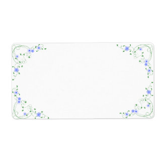 KRW Lovely Blue Floral Blank Shipping Label