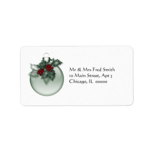 KRW Lovely Xmas Ornament with Holly Address Label