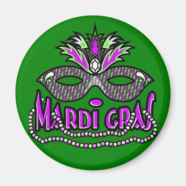 KRW Mardi Gras Mask and Beads Magnet (Front)