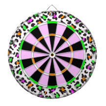KRW Neon Leopard Print Girly Dartboard