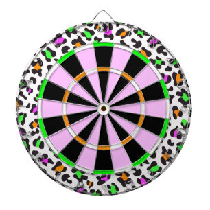 KRW Neon Leopard Print Girly Dartboard