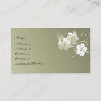 KRW Olive Green Elegant Floral Business Card