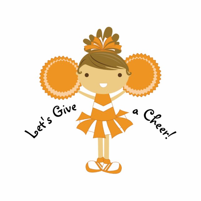 KRW Orange Cheerleader Birthday Cake Top 5 x 7 Standing Photo Sculpture (Front)