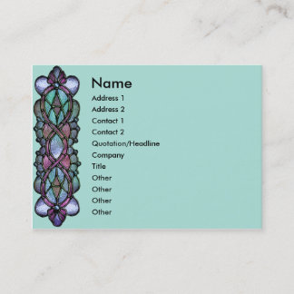 KRW Pale Teal Stained Glass Border Business Card