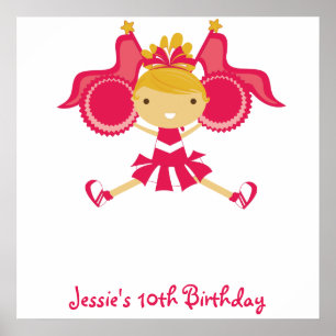 KRW Pink Cheerleader Birthday Autograph Poster