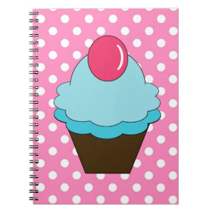 KRW Pink Dots and Blue Cupcake Notebook