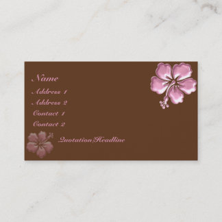 KRW Pink Hibiscus and Chocolate Elegant Business Card