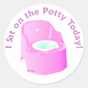 KRW Pink I Sat on the Potty Training Reward Classic Round Sticker