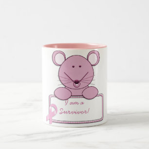 KRW Pink Ribbon Mouse - Survivor Two-Tone Coffee Mug