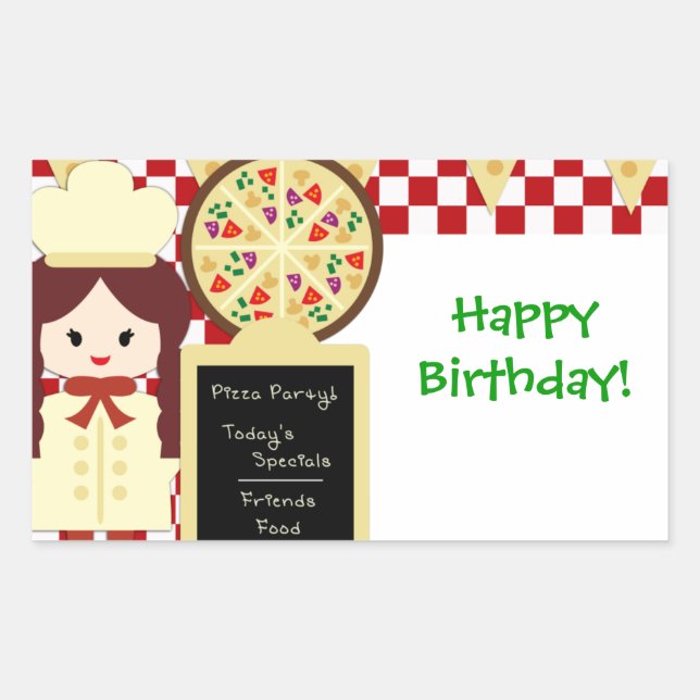 KRW Pizza Happy Birthday Party Girl Sticker (Front)