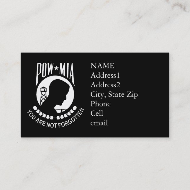 KRW POW/MIA Custom Business Card (Front)