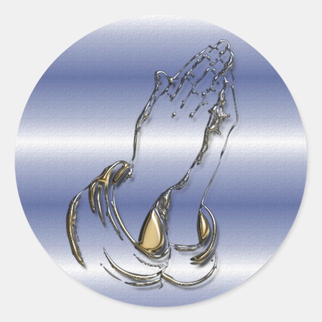 KRW Praying Hands 1.5 Inch Blue Stickers (Front)