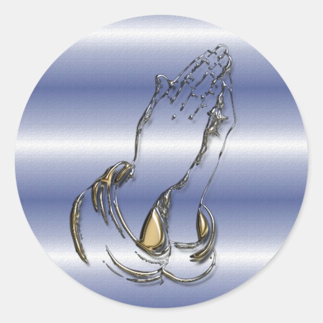 KRW Praying Hands 3 Inch Blue Stickers (Front)