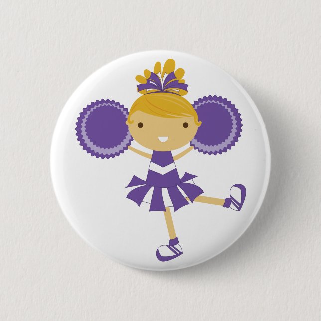 KRW Purple Cheerleader Birthday Party Button (Front)
