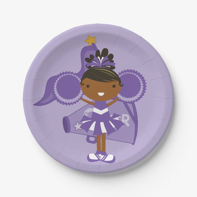 KRW Purple Cheerleader Party Paper Plates (Front)