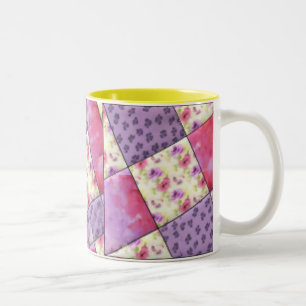 KRW Purple Floral Quilt Two-Tone Coffee Mug