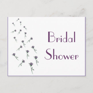 KRW Purple Flowers Custom Bridal Shower Invitation Postcard
