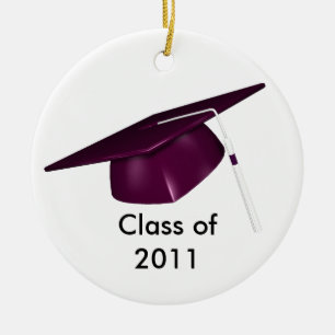 KRW Purple Graduation Cap Custom Date Ornament
