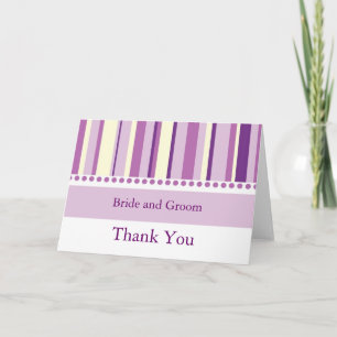 KRW Purple Stripe Thank You Wedding Card