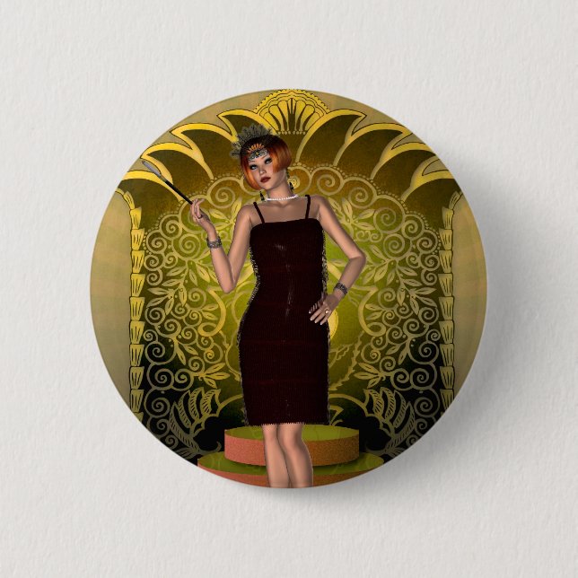KRW Putting on the Ritz Deco Flapper II 6 Cm Round Badge (Front)