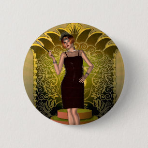 KRW Putting on the Ritz Deco Flapper II 6 Cm Round Badge
