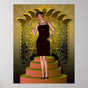 KRW Putting on the Ritz Deco Flapper II Poster