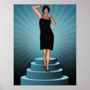 KRW Putting on the Ritz Deco Flapper Poster