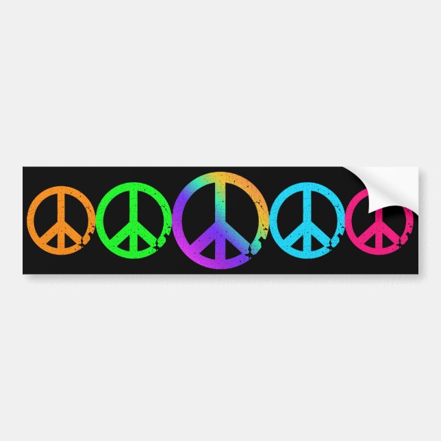 KRW Rainbow Peace Signs Bumper Sticker (Front)