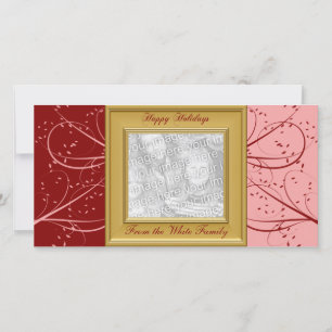 KRW Red and Pink Modern Custom Photo Holiday Card