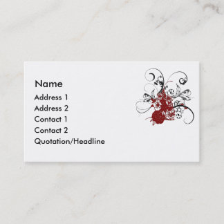 KRW Red Floral Grunge Swirl Business Card