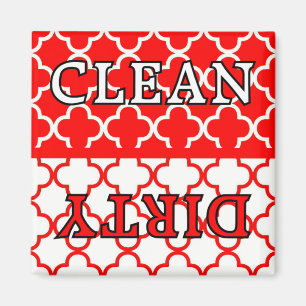KRW Red Kitchen Clean and Dirty Dishwasher Magnet