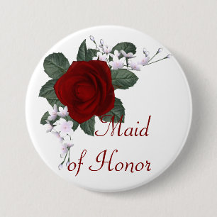 KRW Red Rose Maid of Honour Wedding Pin