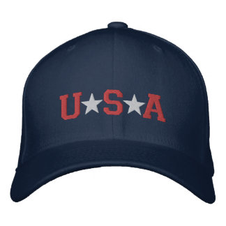 KRW Red White and Blue USA Stars Embroidered Embroidered Hat