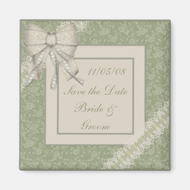 KRW Sage Green Custom Save the Date Wedding Magnet (Front)