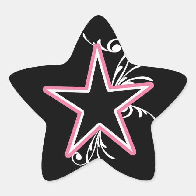 KRW Star and Swirls Pink and Black Sticker (Front)