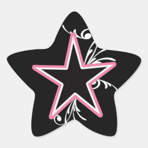 KRW Star and Swirls Pink and Black Sticker