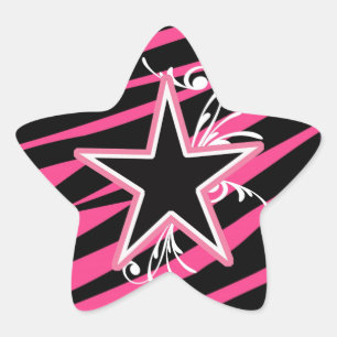 KRW Star and Swirls Zebra Pink and Black Sticker