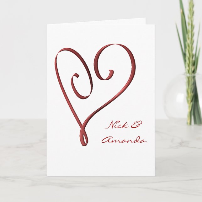 KRW Stylised Red Heart Custom Wedding Invitation (Front)