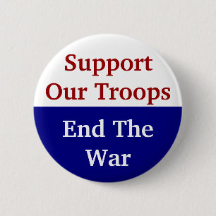 KRW Support Our Troops End The War 6 Cm Round Badge