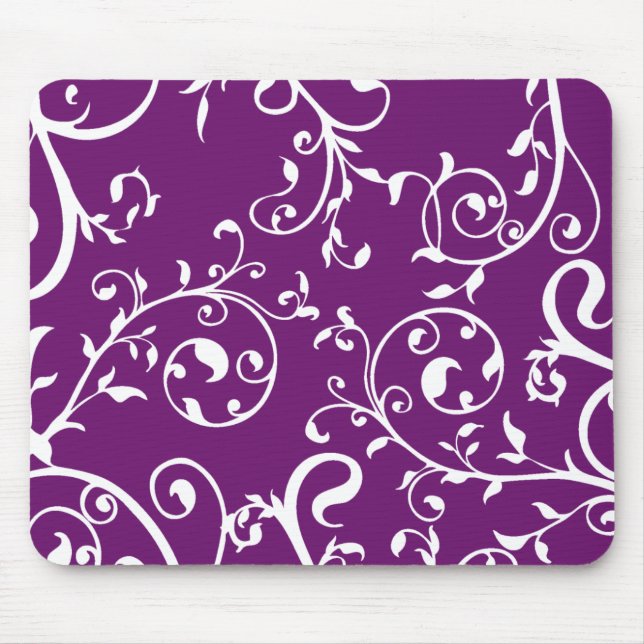 KRW Swirling Vines Purple Mouse Mat (Front)