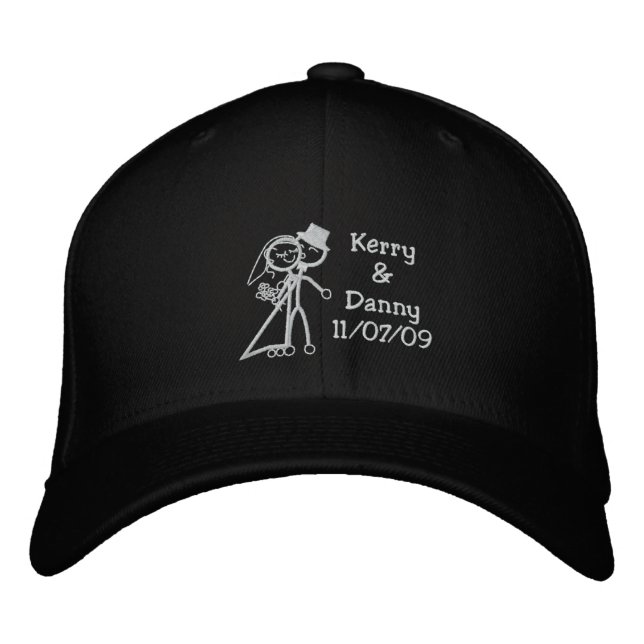 KRW Toon Bride and Groom Custom Name Embroidered Hat (Front)