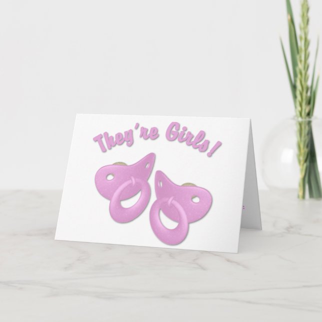 KRW Twin Girl Pacifier Baby Shower Invitation (Front)