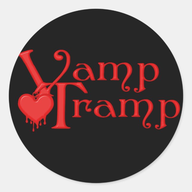 KRW Vamp Tramp Blood Dripping Heart Classic Round Sticker (Front)