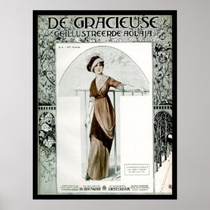 KRW Vintage 1907 French Fashion Magazine Cover Poster