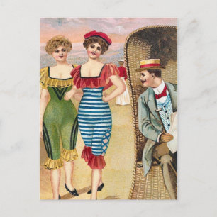 KRW Vintage Beach Illustration Postcard