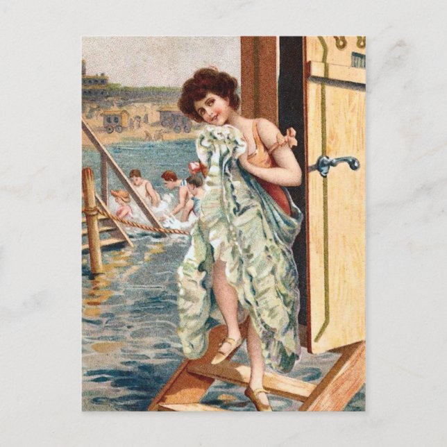 KRW Vintage Beach Illustration Postcard (Front)