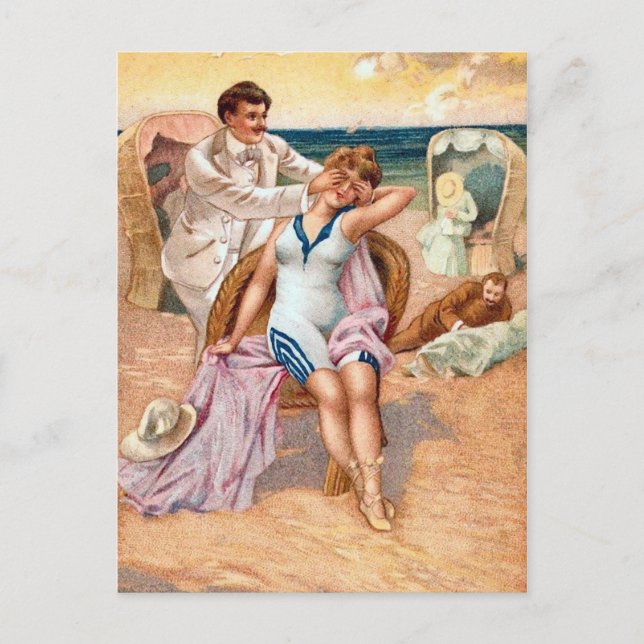 KRW Vintage Beach Illustration Postcard (Front)