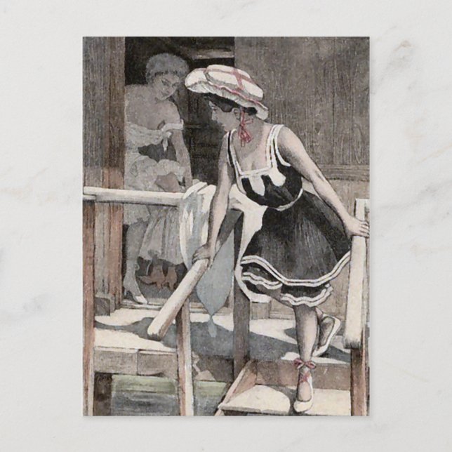 KRW Vintage Beach Illustration Postcard (Front)