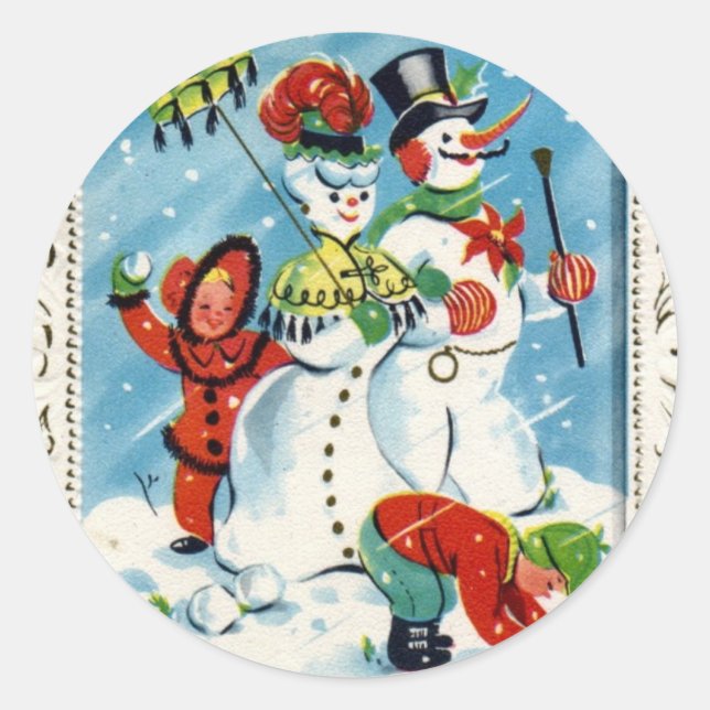 KRW Vintage Children at Play Christmas Sticker (Front)