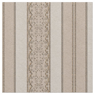 KRW Vintage Elegant Beige Scroll Stripe Fabric